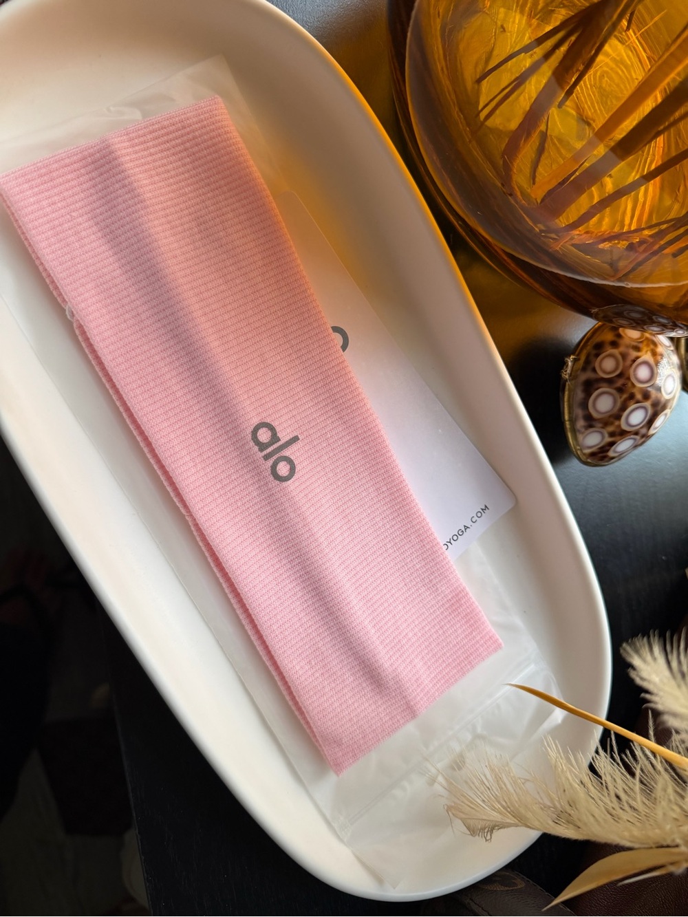ALO Yoga Pink Ribbed Stretch Headband